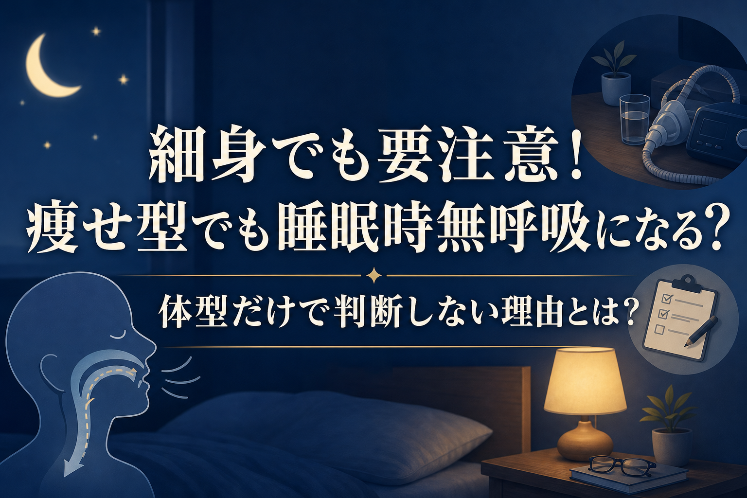 睡眠時無呼吸症候群について確認するためのアイキャッチ画像